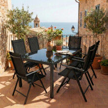 (Garden Dining Table, Home Assembly Required) Alu Glass Garden Table Balcony Table 140x80