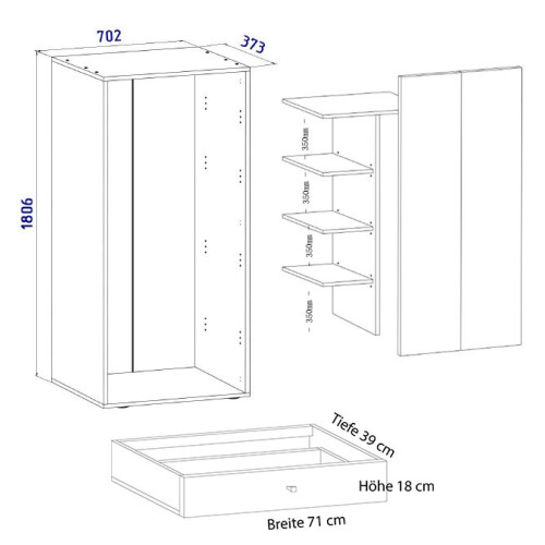 (2, Open Wardrobe) Wardrobe Vandol Swivel doors S 2