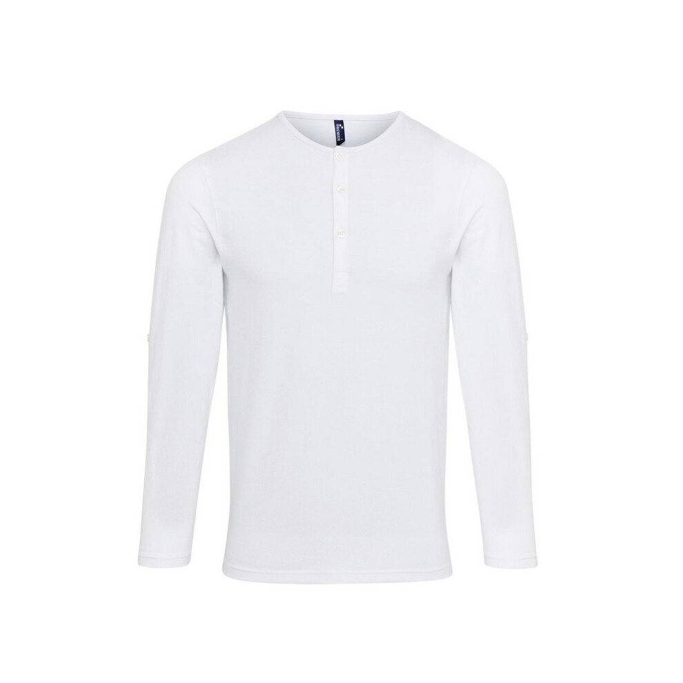 Premier (Xl, White) Mens Long John Roll Sleeve T-Shirt