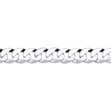 (20) Jewelco London Rhodium Plated Sterling Silver Bevelled Ultra Flat Curb Chain Necklace 8mm - GVCH37