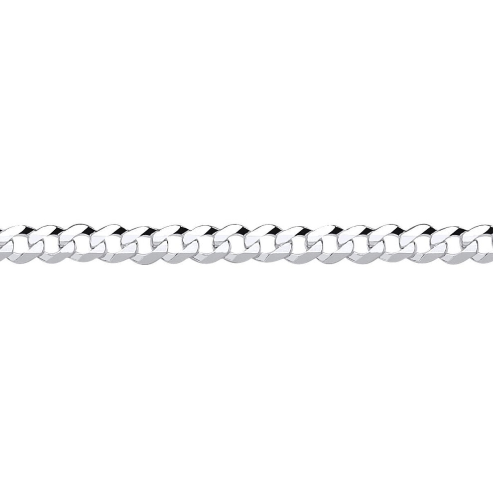 Jewelco London (24) Rhodium Plated Sterling Silver Bevelled Ultra Flat Curb Chain Necklace 4Mm - Gvch33