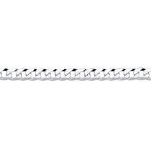 (24) Jewelco London Rhodium Plated Sterling Silver Bevelled Ultra Flat Curb Chain Necklace 5mm - GVCH34