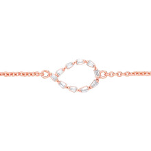 Jewelco London Ladies Rose Gold-Plated Sterling Silver Baguette CZ Flame Raindrop Rolo Charm Bracelet 7.25 + 1 inch - GVB568