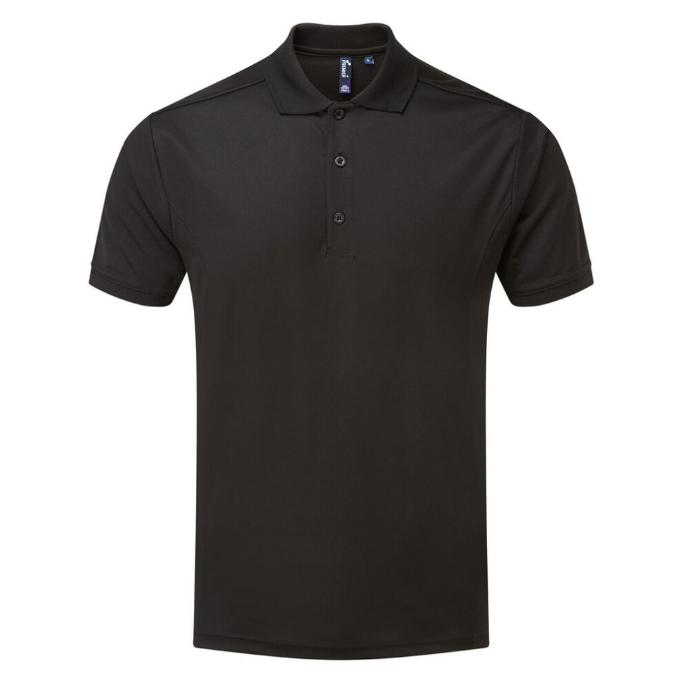 Premier (5Xl, Black) Mens Coolchecker Pique Polo Shirt