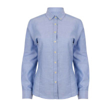 (4XL, Blue) Henbury Womens/Ladies Modern Long Sleeve Oxford Shirt