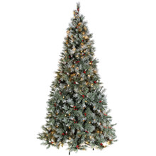 WeRChristmas 5 ft Pre-Lit Scandinavian Blue Spruce Pine Cone and Berry Christmas Tree with 200 Warm White LED Lights/ 8 Setting Controller/ Easy