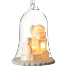 WeRChristmas Pre-Lit Santa with Train Lantern Christmas Decoration, Glass, 11 cm - White