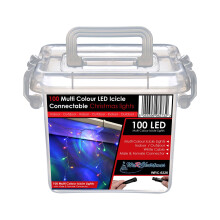 WeRChristmas Connectable Icicle LED String Lights with 2 Pin Male and Female, 2.2 m - 100-LED, Multi-Colour