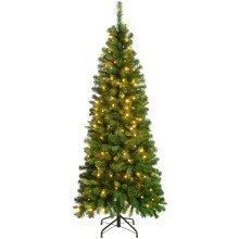WeRChristmas Pre-Lit Slim Christmas Tree with 200 White LED Lights, 6 ft/1.8 m, Green