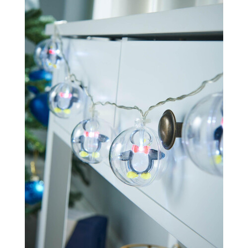 WeRChristmas Bauble LED String Lights with Penguins, Multi-Colour, 5cm 1