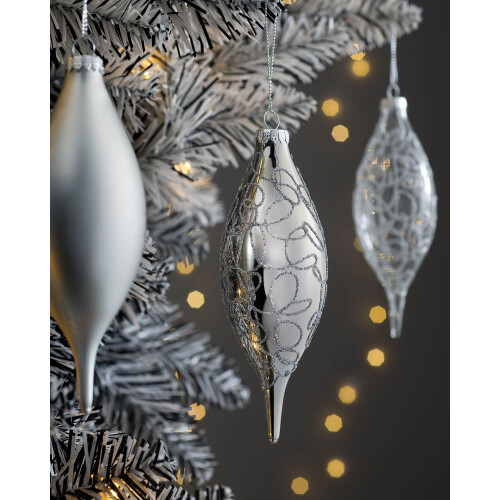 WeRChristmas Glass Baubles, Black/White, 5-Piece 1