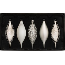 WeRChristmas Glass Baubles, Black/White, 5-Piece