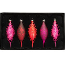 WeRChristmas Glass Baubles, Red/Purple, 5-Piece