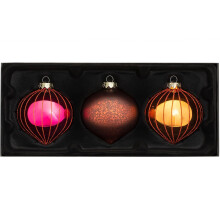 WeRChristmas Glass Baubles, Copper, 3-Piece