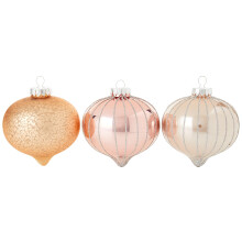 WeRChristmas Glass Baubles, Rose Gold, 3-Piece