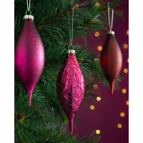 WeRChristmas Glass Baubles, Red/Purple, 5-Piece 1