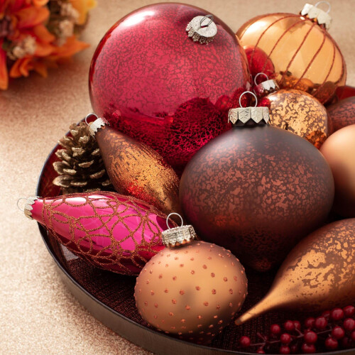 WeRChristmas Glass Baubles, Copper, 3-Piece 2