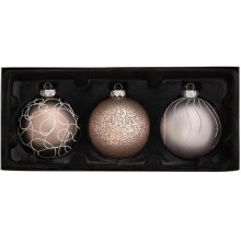 WeRChristmas Glass Baubles, Grey, 3-Piece
