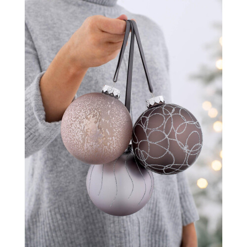 WeRChristmas Glass Baubles, Grey, 3-Piece 1