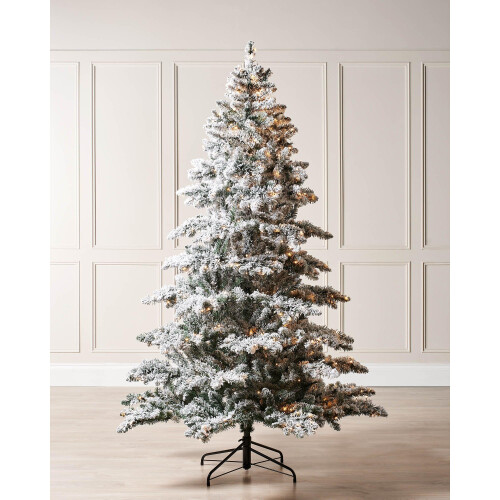 WeRChristmas Pre-Lit Snow Flocked Alpine Christmas Tree, White, 7 ft 1