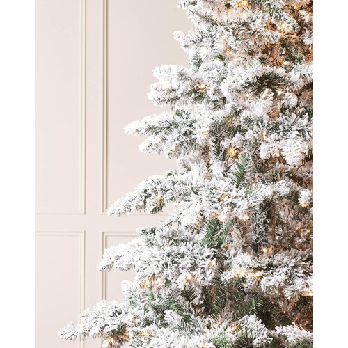 WeRChristmas Pre-Lit Snow Flocked Alpine Christmas Tree, White, 7 ft 2