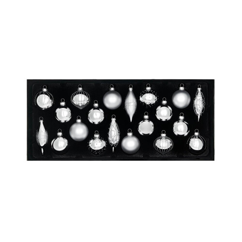 Silver Glass Baubles, 20 Pack