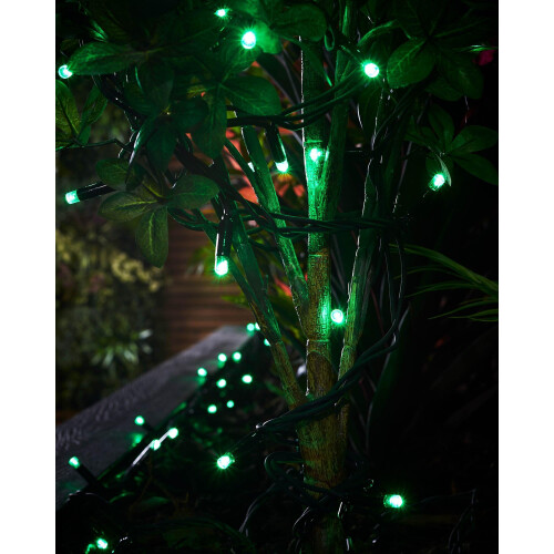 WeRChristmas PRO Series LED String Lights, Black Cable, Green, 10 m 1