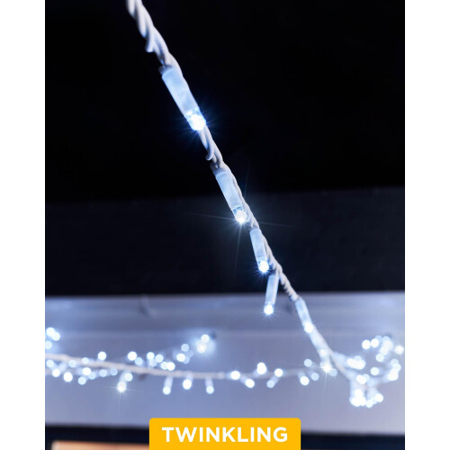 WeRChristmas PRO Series Twinkle LED String Lights, White Cable, White, 10 m 1