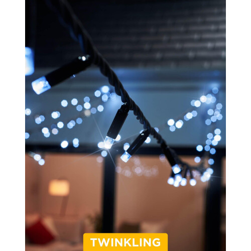 WeRChristmas PRO Series Twinkle LED String Lights, Black Cable, White, 5 m 1