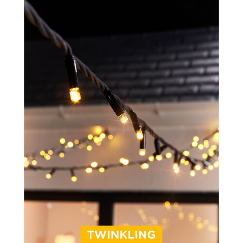 WeRChristmas PRO Series Twinkle LED String Lights, Black Cable, Warm White, 5 m 1