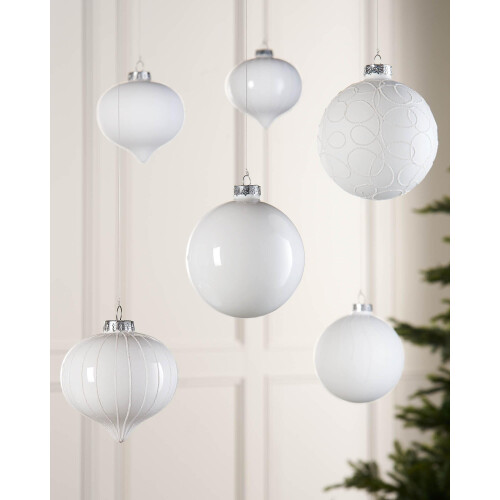 White Glass Baubles