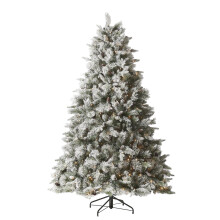 8 ft Pre-Lit Snow Flocked Artificial Christmas Tree with 600 LEDs & 8 Light Functions