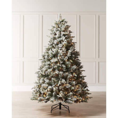8 ft Pre-Lit Snow Flocked Artificial Christmas Tree with 600 LEDs & 8 Light Functions 1