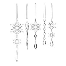 Frosted Iridescent Glass Icicles - Set of 6 Christmas Tree Decorations, 15-25 cm