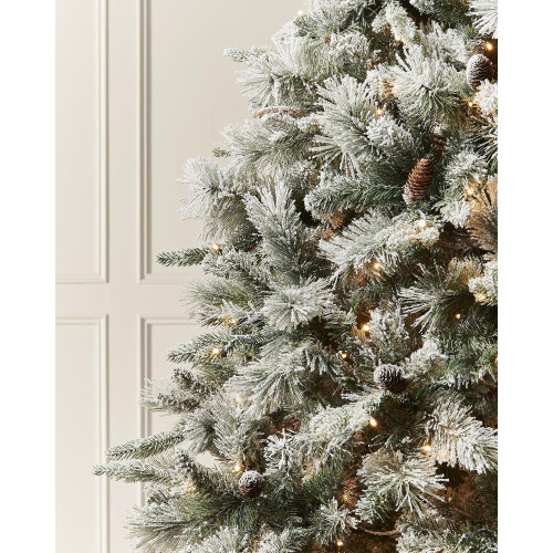 8 ft Pre-Lit Snow Flocked Artificial Christmas Tree with 600 LEDs & 8 Light Functions 2