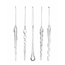 Set of 20 Clear Glass Icicles - 14-15 cm - Frosted & Clear Glass Christmas Decorations