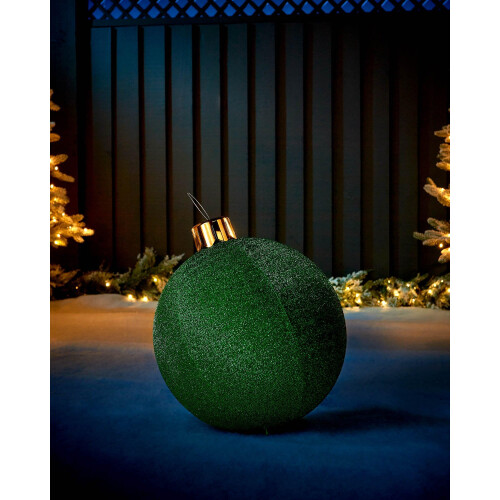 Inflatable Tinsel Christmas Bauble, Green, 45 cm 1