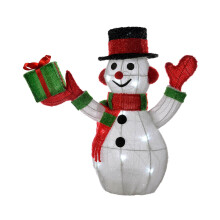 WeRChristmas Pre-Lit Tinsel Snowman with 10 LED Lights Christmas Decoration, 45 cm - Small, Multi-Colour