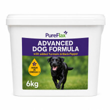 Turmeric & Black Pepper Supplement for Dogs 6kg | Omega 3 linseed supplement powder for joints, skin, coat, mobility and immune support