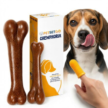 2 Pack Beef-Infused Dog Chew Toys with Natural Wood & Nylon, for Small & Medium Dogs, Two Sizes for Teething, Dental Care & Boredom Relief