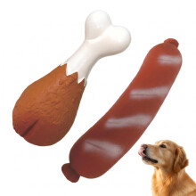 Squeaky Latex Dog Toys Set - Soft Natural Rubber Food Themed Interactive Bundles for Teething & Fetch