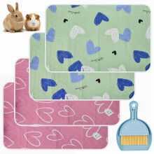 4 Pcs Guinea Pig Cage Liner, 90x70cm Washable Fleece Pee Mat Rabbit Bedding | Fleece