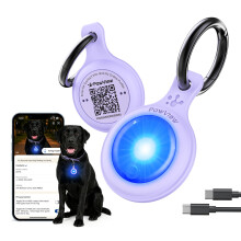 Rechargeable Dog Collar Light with QR Code, 3 Modes LED Safety Dog Lights, Clip-On Pet ID Tag for Night Walking, Running, Camping, Purple & Blue
