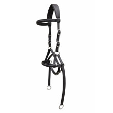 Leather Bitless Bridle Cross Over Side Pull, Black, Padded Headpiece, Stainless Steel Buckles, with Rubber Grip Reins (Brown, Cob)