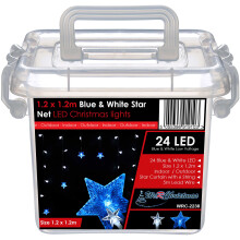WeRChristmas Star Window Curtain Net Christmas Lights with 24-LEDs, 1.2 x 1.2 m - Blue/White