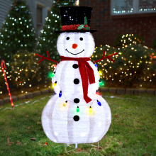 4FT Lighted Snowman Christmas Decoration 100 LED Lights 20 Lanterns with Hat Scarf for Indoor Outdoor Garden Yard Display