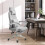 (Grey, Polyester) Ergonomic Office Chair with Reclining Backrest 2
