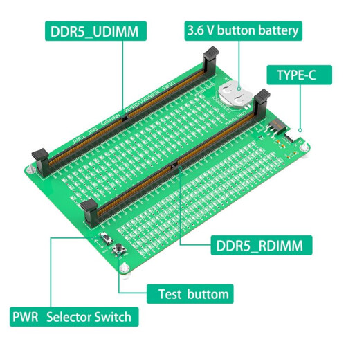 DDR5 RDIMM/UDIMM Memory Tester DDR5 Memory Test Card with LED Indicators for Desktop Computer 2
