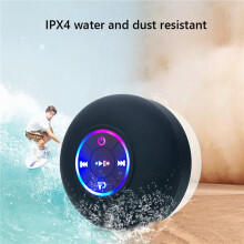 3X Altavoz para Ducha, Impermeable, Manos Libres, con Luces LED, Micrófono con Ventosa para Baño, Piscina y Playa.