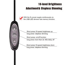 5V USB LED-Dimmer, 10-Snelheden Dimmen, Vrouwelijk Naar Mannelijk, 4-Pack USB-Dimmer voor 5V Enkelkleurige LED-Lampen